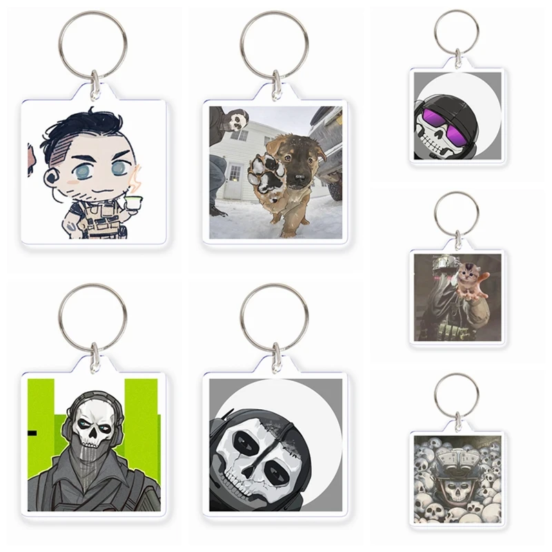 Klasická hra Call of Duty Horror Ghost Konig akrylic Keyring Cuil Move Cartoon Vintage Keychain Bag Accessories Darčeky priatelia