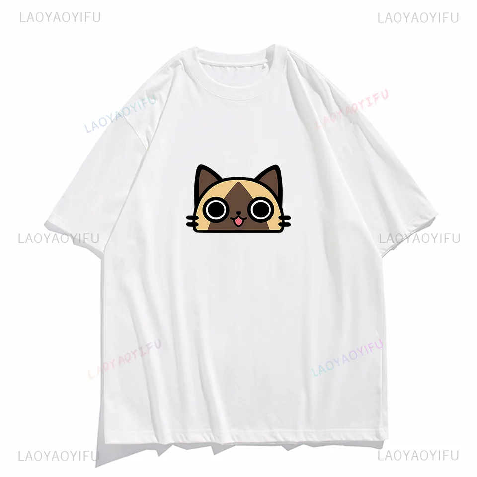 Klasická huntová hra Cartoon Cat Felyne Print Tops T Trištle Men Men oblečenie Kawaii oblečenie letné short-slev cottoon tričko