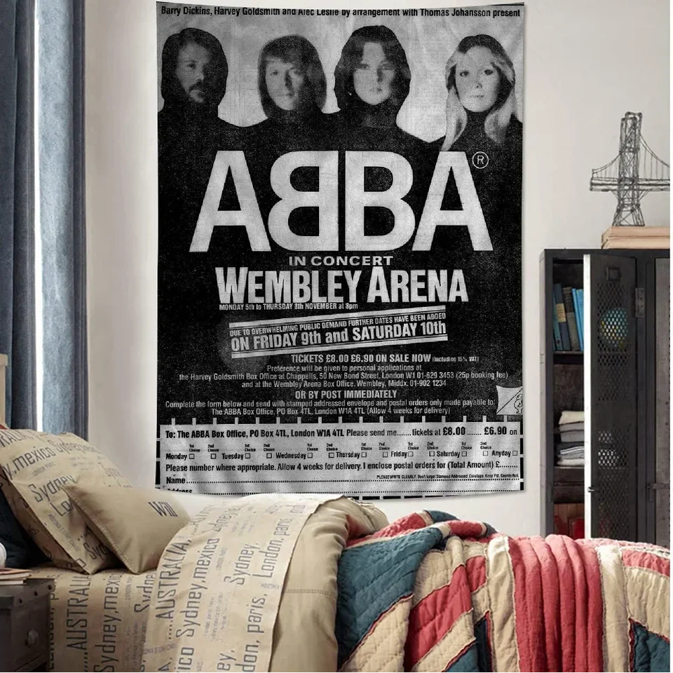 Klasická kapela Abba Farebná tapiséria nástenná stena zavesenie hippie kvetinové koberce kobercov