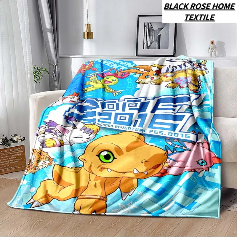 Klasická karikatúra Digimon Adventure Monster prikrývka Familt Outdoor Office Sofa Mäkký posteľ Teplý spánok prikrývka darček k narodeninám
