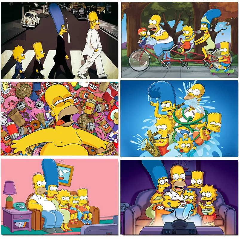Klasická karikatúra Simpson Moderné plátno maľovacie plagáty a výtlačky nástenné umenie roztomilý obrázok pre obývaciu izbu detská izba domáca dekorácia