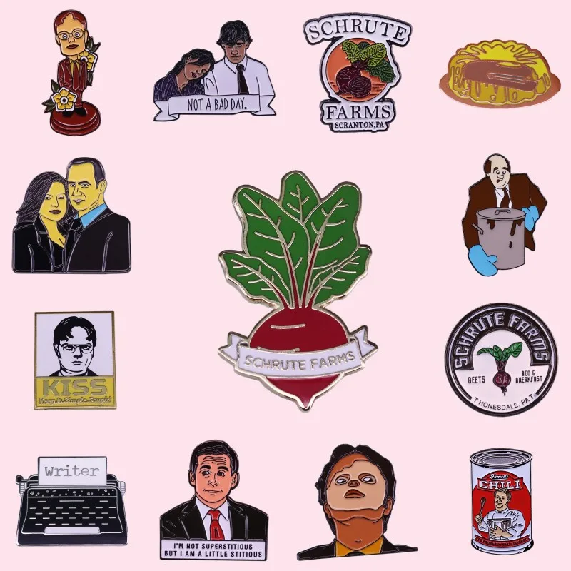 Klasická komédia Enamel Pins American Fashion TV Show Brošes pre priateľov batoh kovové klopa PIN znaky