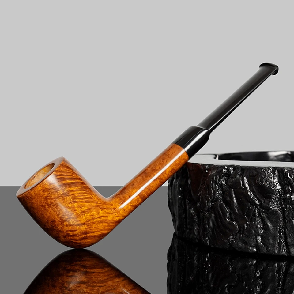 Klasická rúrka z biliardového tabaku s priamym manipuláciou, náustok v tvare sedla, Briar Bowl, vulkanizovaná gumová rukoväť, dĺžka 138 mm