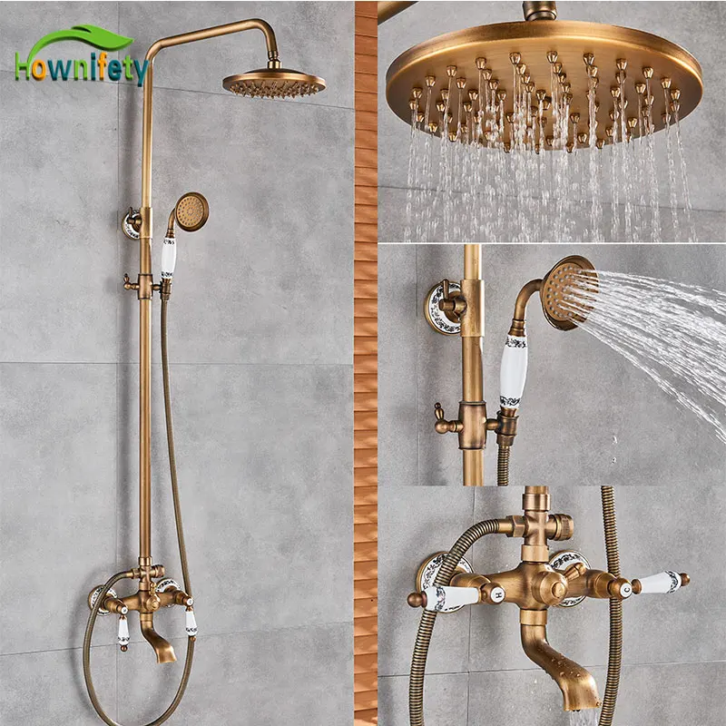 Klasická starožitná mosadzná kúpeľňa sprcha faucet set vane