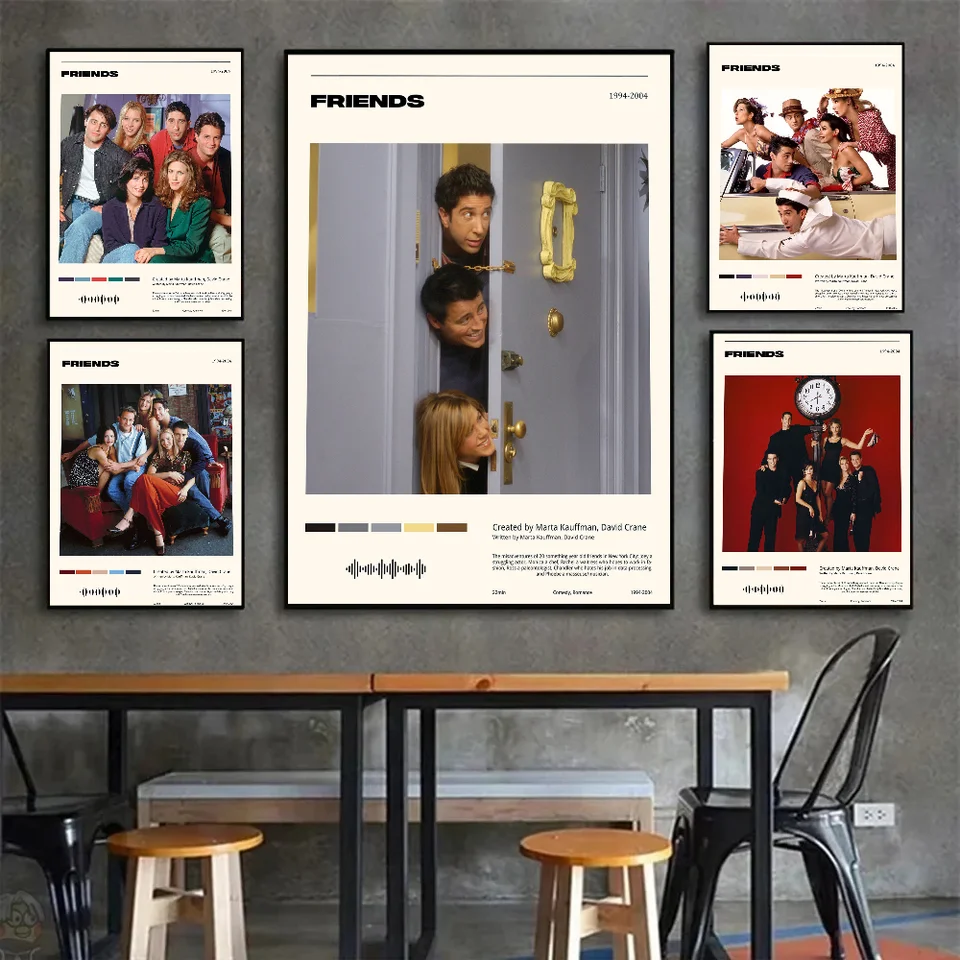 Klasická televízna show série Priatelia Plagáty Self-pasívne umenia vodotesná nálepka papierovej nálepky Coffee House Bar Room Decor Decor