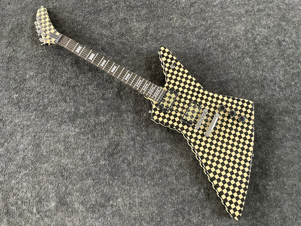 Klasická čierna a biela šachovnica elektrická gitara Doprava zdarma
