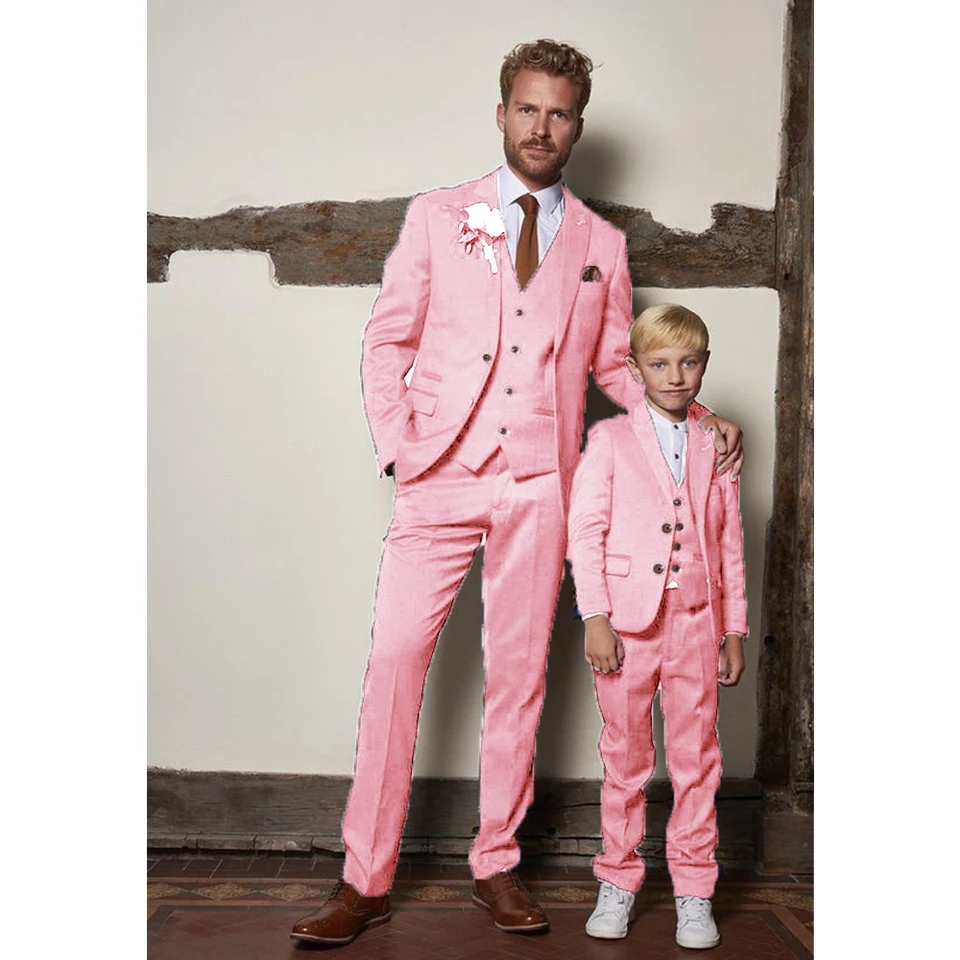 Klasické 3 kusy obleky pre deti svadobná hostina kvetinový chlapec Groomsman Outfits promócie obrad módne blazer vesty nohavice set