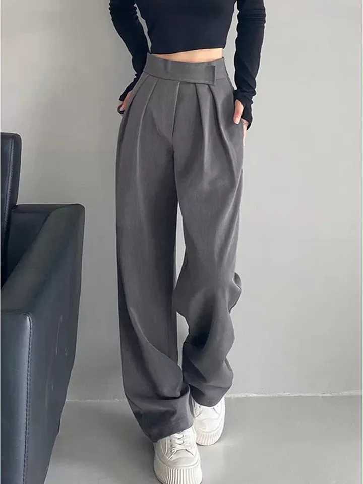 Klasické nohavice na šírku nôh pre ženy vintage palazzo vysoký pás elegantné príležitostné čierne nohavice pre kanceláriu ženy