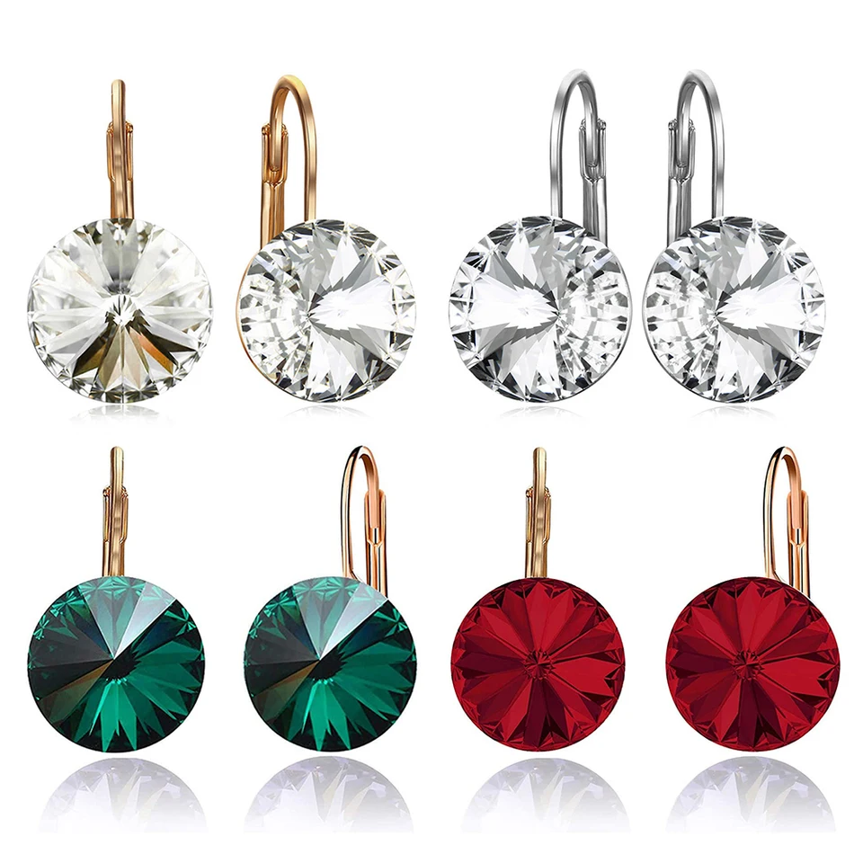 Klasické originálne kryštály z Rakúska kvapka Zlatá farba zlata Bella Round Dangle Piercing for Women vianočné svadobné priateľov