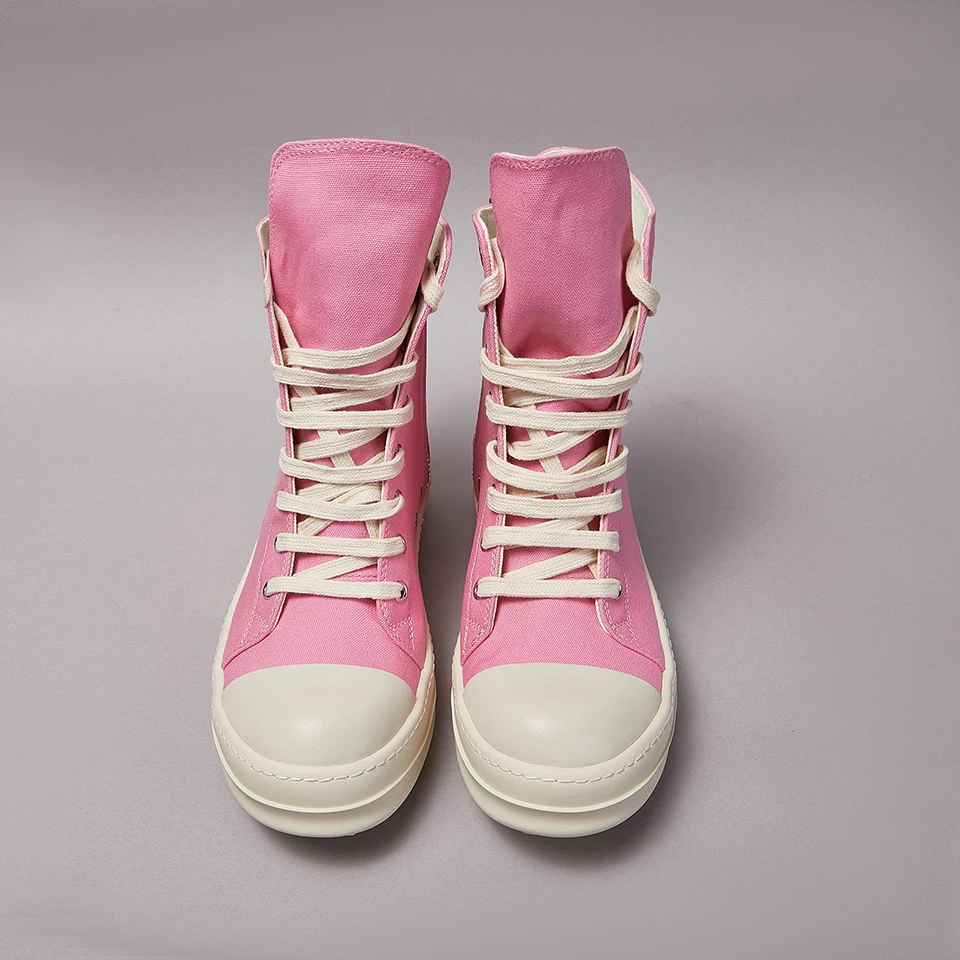 Klasické príležitostné značky Dámske topánky Vysoko kvalitné dizajnérske tenisky Pink Ro Lace Up Zip Husté jediné luxusné plátno Plochá členková topánka