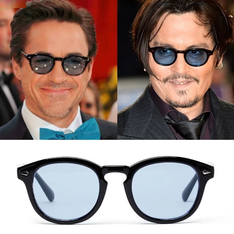 Klasické slnečné okuliare Johnny Depp Ženy retro ryžové nechty malé oválne slnečné okuliare Men modré slnečné okuliare oceán UV400