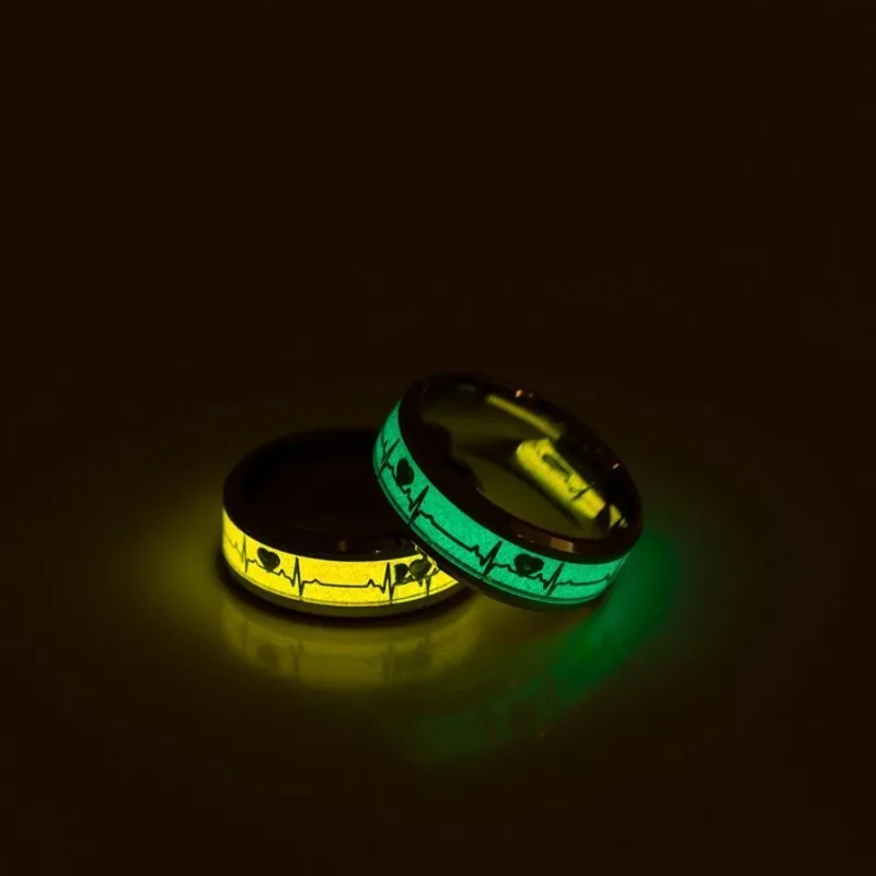 Klasické svetelné krúžky z nehrdzavejúcej ocele pre pár fluorescenčných žiara v tmavo modrých svetelných prstencoch Anillos Svadobné darčeky