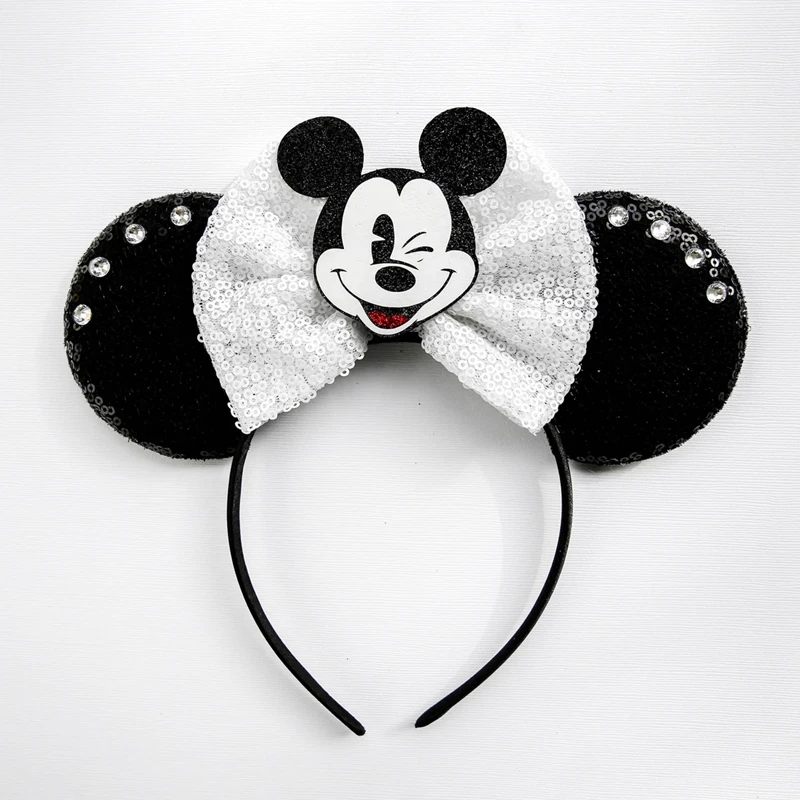 Klasické čierne a biele uši čelenky Ženy Disneyland čelenky Kids Disney Hair Accessories Girls Candy Minnie Mousewear Headar