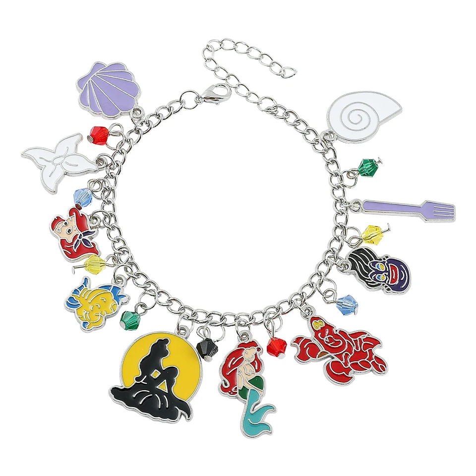 Klasický animovaný film The Little Mermaid Metal Enamel Pendant náramok princezná Ariel Sebastian Kartoon kúzlo náramok pre dievča