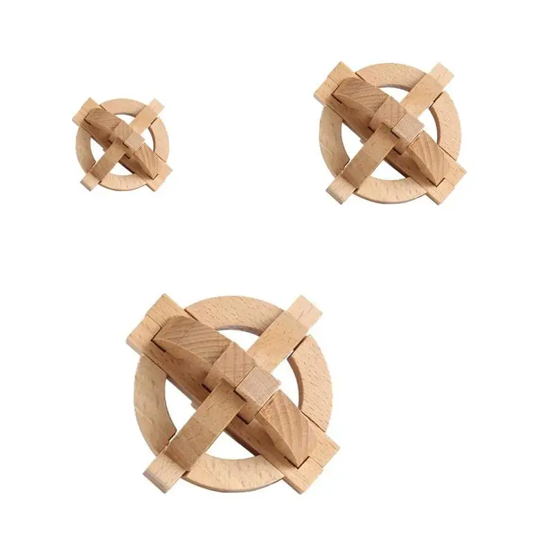 Klasický bukový drevený burr puzzle Galileo's Globe Puzzles Brain Teasers Game