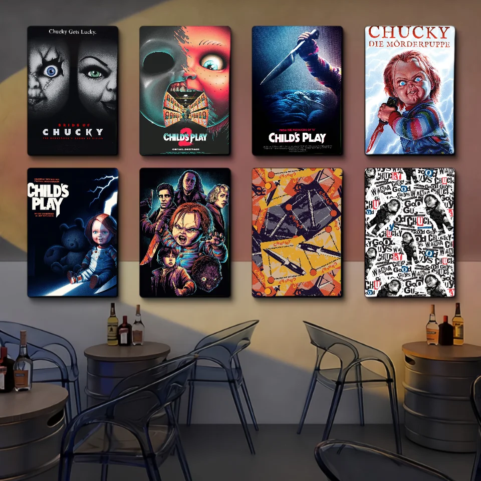 Klasický Chucky Horror Movie Movie lepivé plagáty vinobranie miestnosť domáci bar kavia