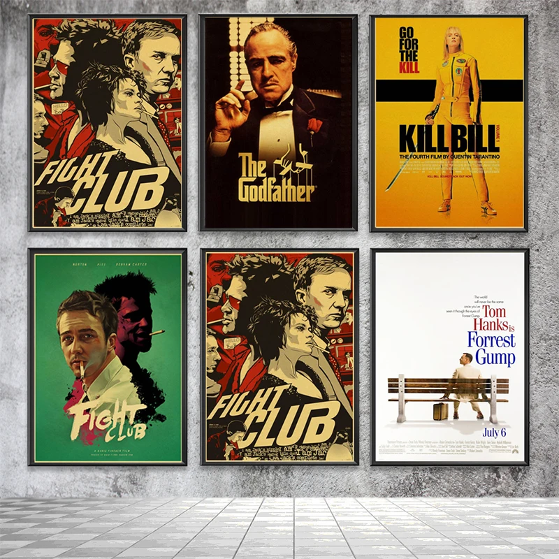 Klasický film Forrest Gump Fight Club Pulp Fiction Fiction Bill Canvas Painting Plagáty výtlačky nástenné umenie pre obývaciu izbu dekor Cuadros