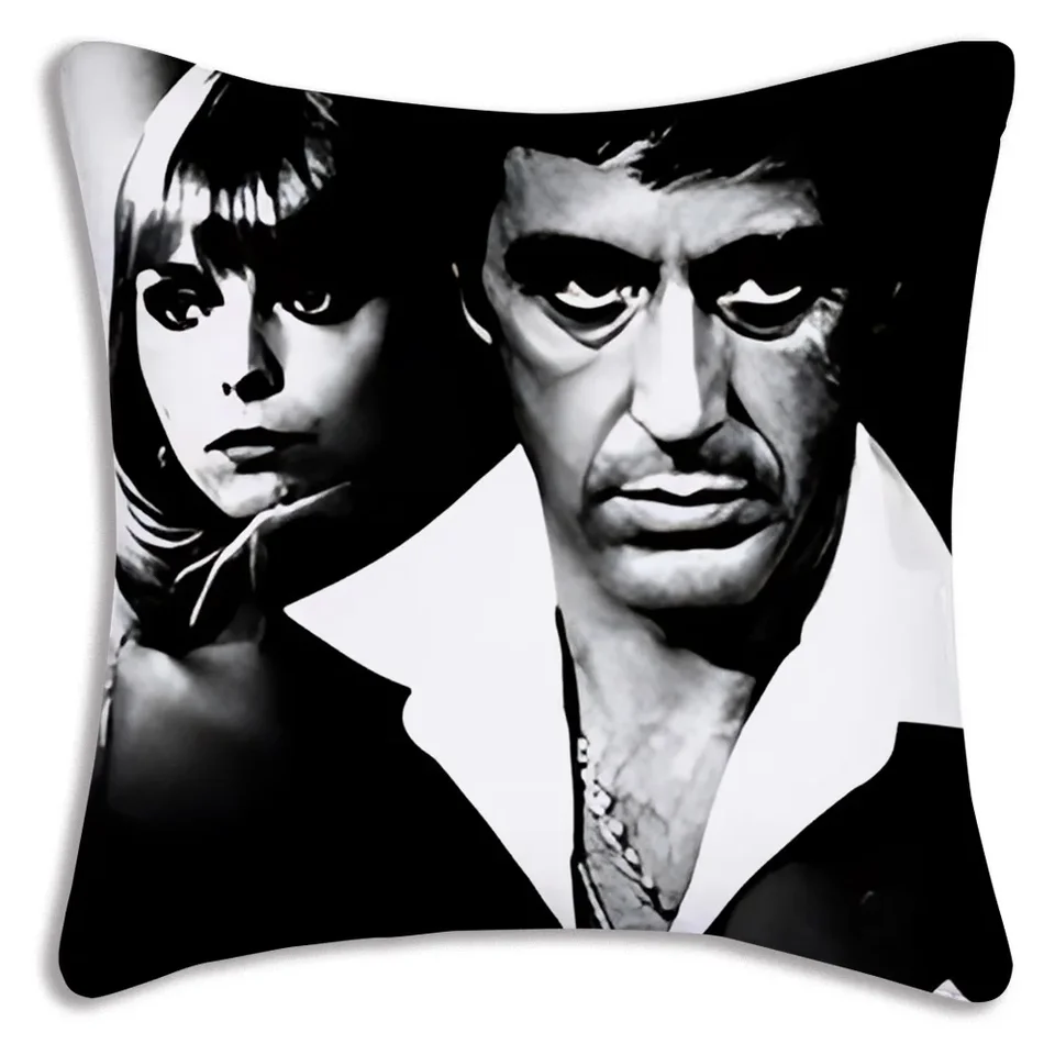 Klasický film Scarface Vintage vankúš pokrýva karikatúru Dekoratívnu domácu obojstrannú tlač krátky plyšový roztomilý vankúšový kryt