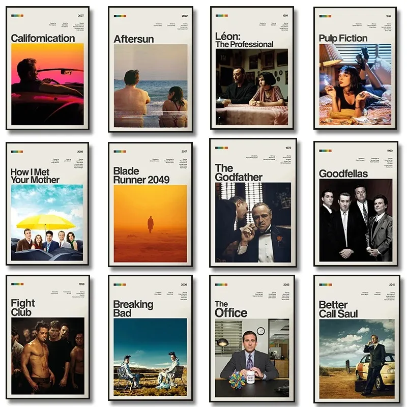 Klasický filmový televízny seriál Breaking Bad The Godfather Goodfellas Pulp Fiction Fiction Canvas maľba plagát Moderný darček pre nástenné dekorácie darček