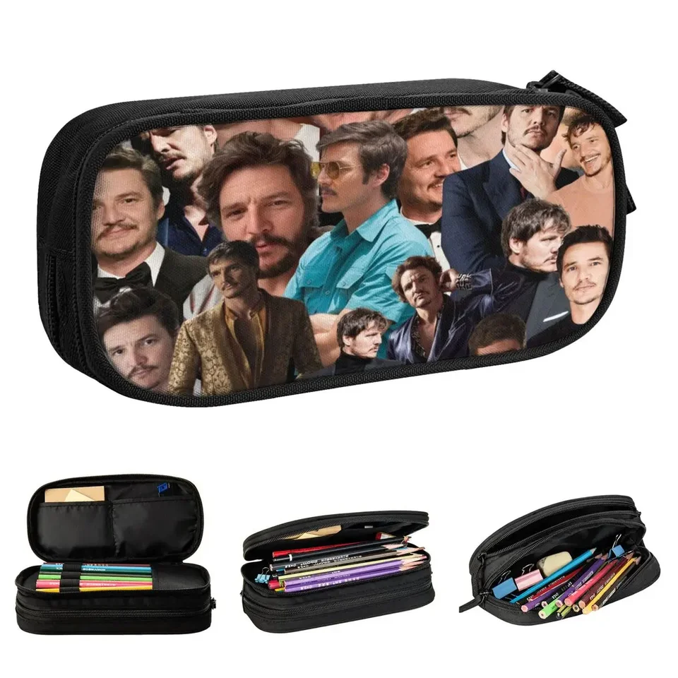 Klasický Pedro Pascal Photo Collage Cencil Case Pase Cencilcases Držiteľ pera pre študentov veľkých tašiek Študenti Školské kozmetické kancelárske potreby