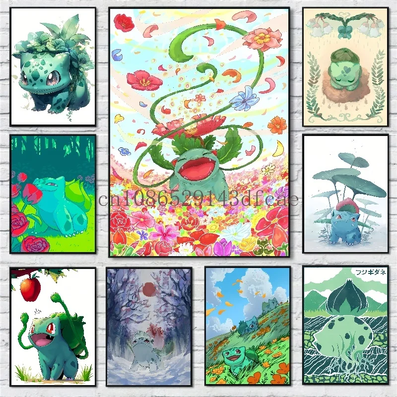 Klasický pokémon anime karikatúra maľba maľba bulbasaur poster potlač nástennú maľbu Vysokej kvality obrázka nástenné umenie domáce dekorácie detské darčeky