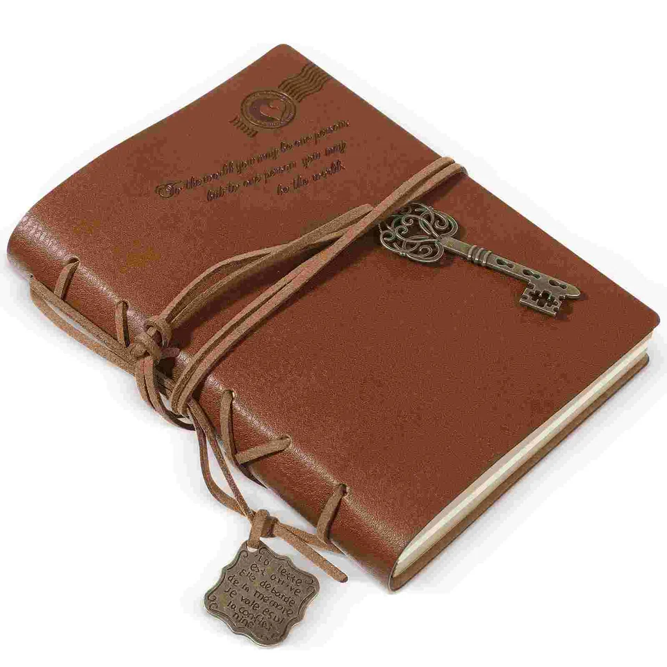 Klasický retro vintage štýl PU kryt struny viazaný na kľúče v rámci prázdneho notebooku Poznámkový časopis Denník Diary Sketchbook (káva)