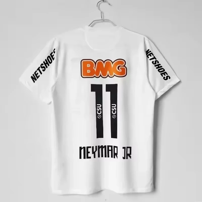 Klasický ročník 11-12 Santossi rodinné bavlnené futbalové dresy Vintage Little Neymar Futbal Dospelí Dospelé deti nosia košele unisex