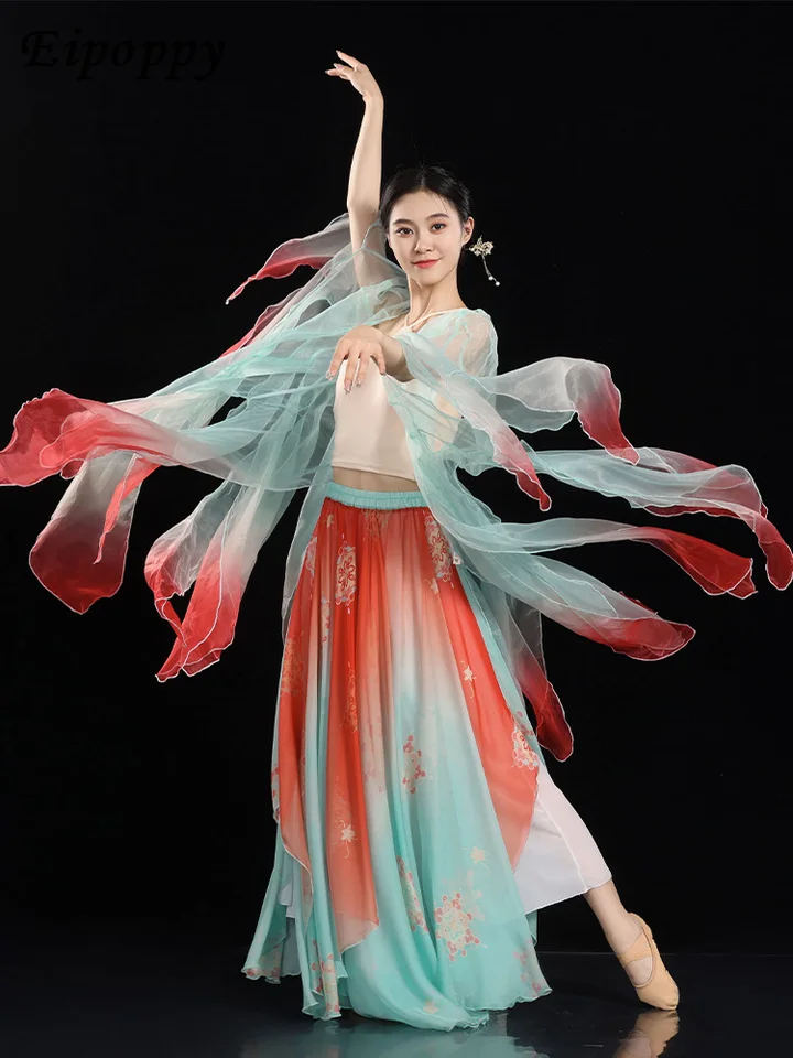 Klasický tanečný gradient Gázový odev Hanfu Performance Costy