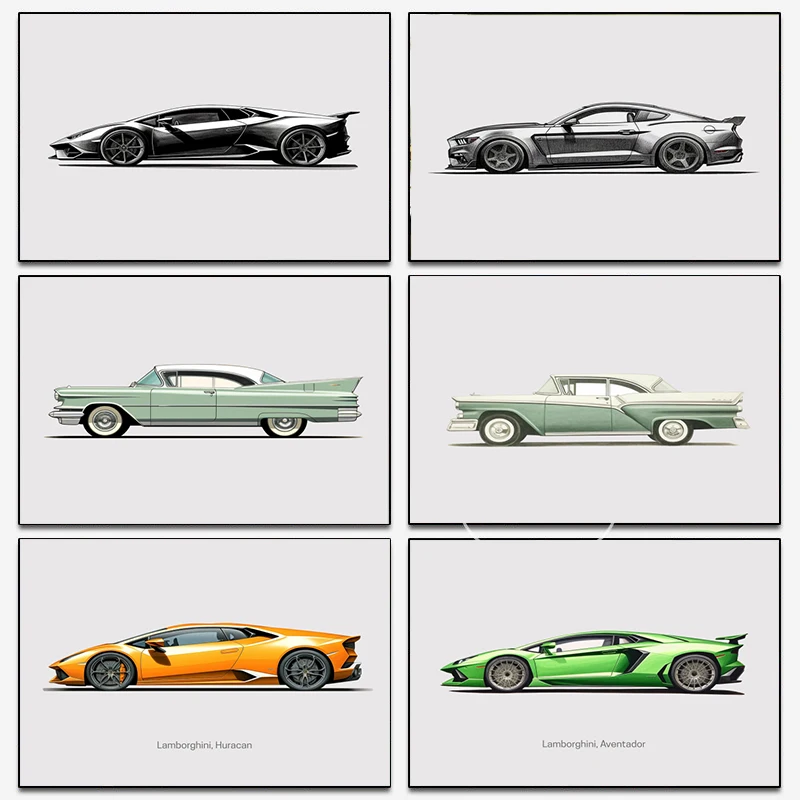 Klasika Buick Special Car Chevrolet Impala Lamborghini Huracan plagát maľba maľba nástenné umenie Obrázok pre miestnosť