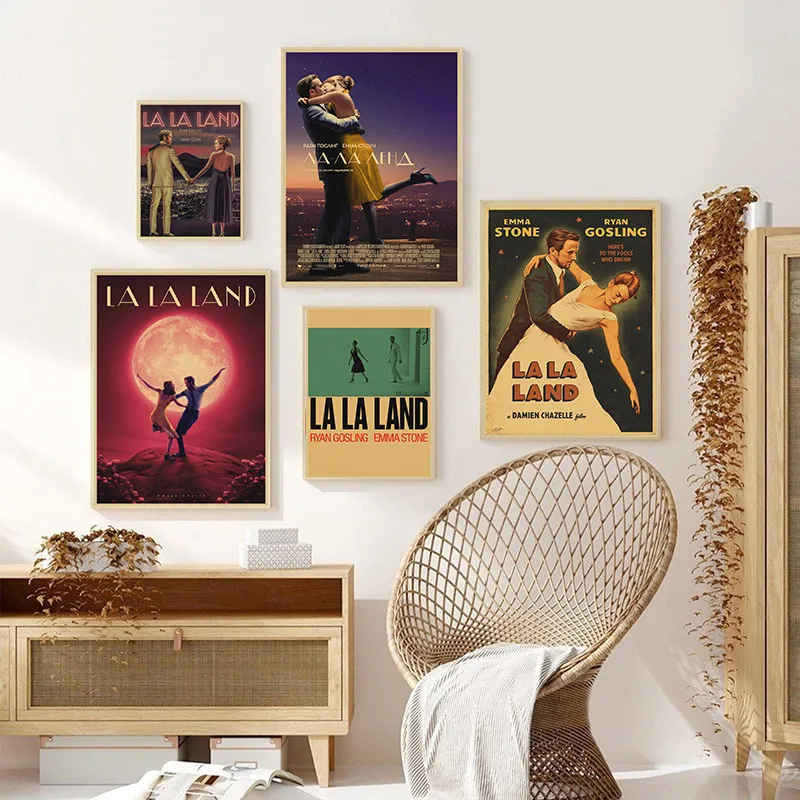 Klasika La La Land TV Film Retro Kraft Paper Plagát maľba jadro Picture Cafe Spál
