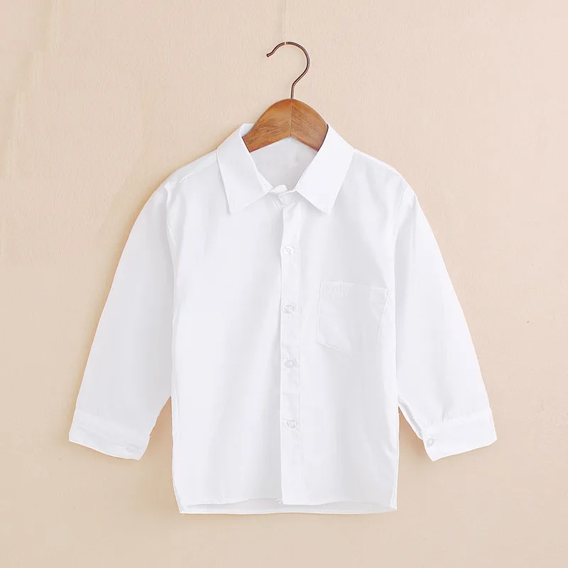 Klasika Solid Boys košele bavlnené deti košeľa škola chlapci chlapci Jersey Kid blúzka Študent Uniforma košeľa dievča blúzka Top biela