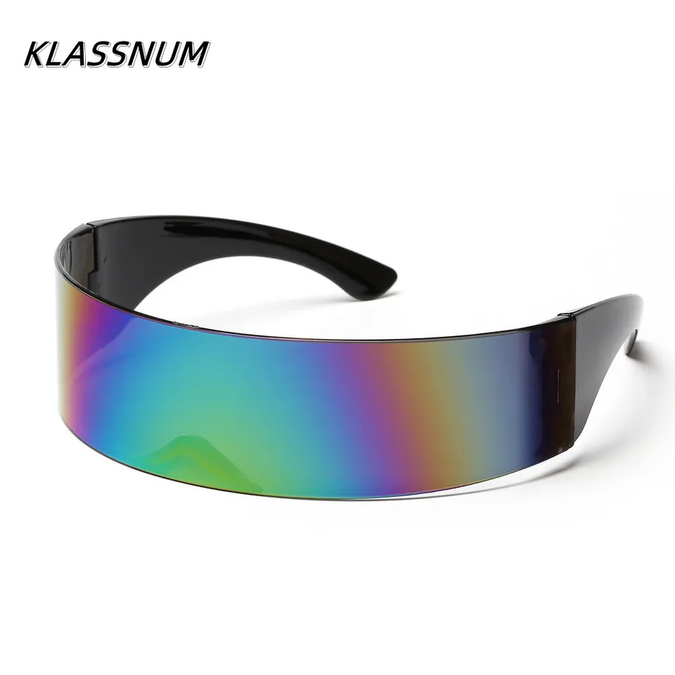 KLASSNUM Futuristický úzky úzky cyklops Priečkové slnečné okuliare Ženy Meni laserové okuliare UV400