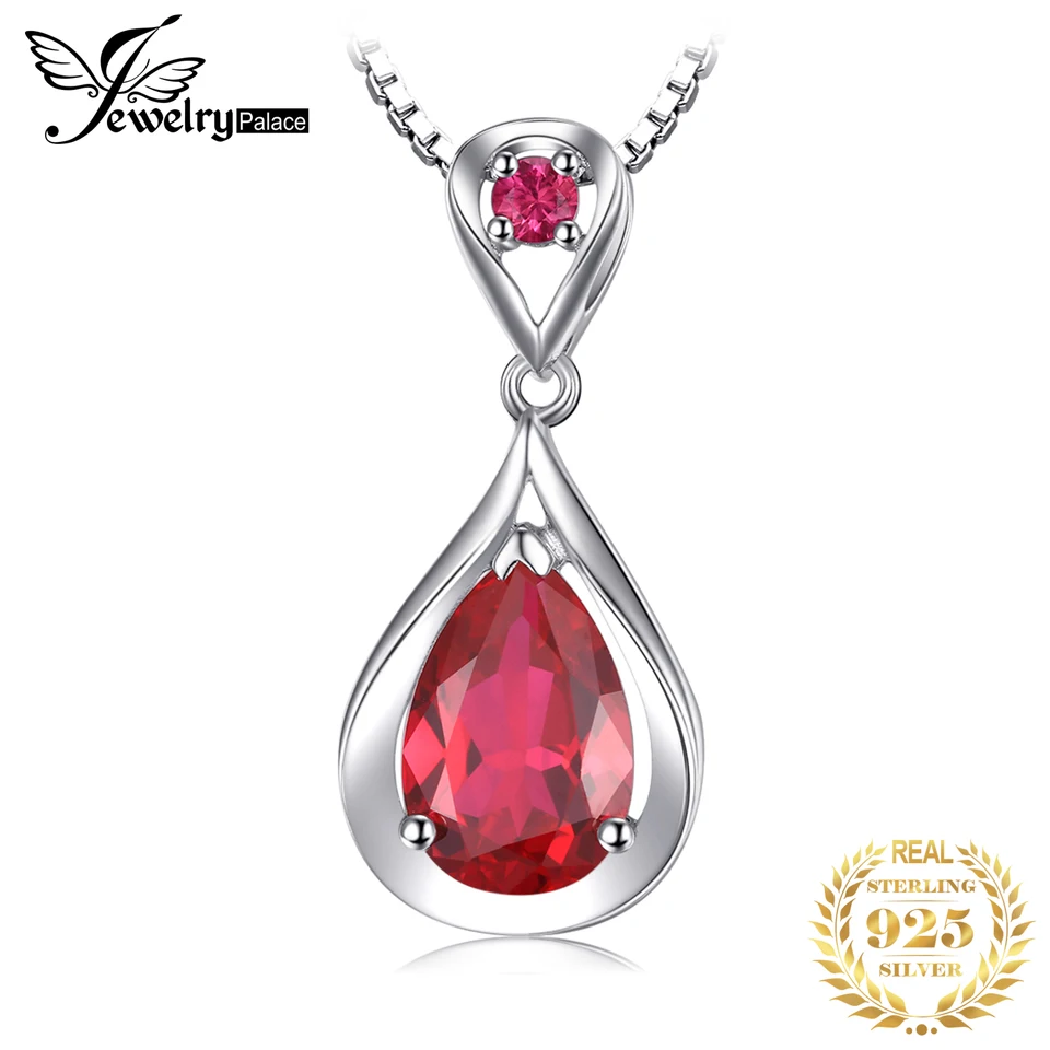 Klenotnícke kvapky vody 3.8ct Vytvorené Ruby 925 Sterling Silver Pendant Hrdecklace pre ženy bez reťazca