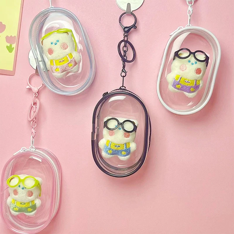 Klenotnícke organizátor priehľadné úložné boxy puzdro Mystery Boxes PVC roztomilý taška na bábiky Organizácia Keychain Prach odolný v oblasti prachu （iba taška）