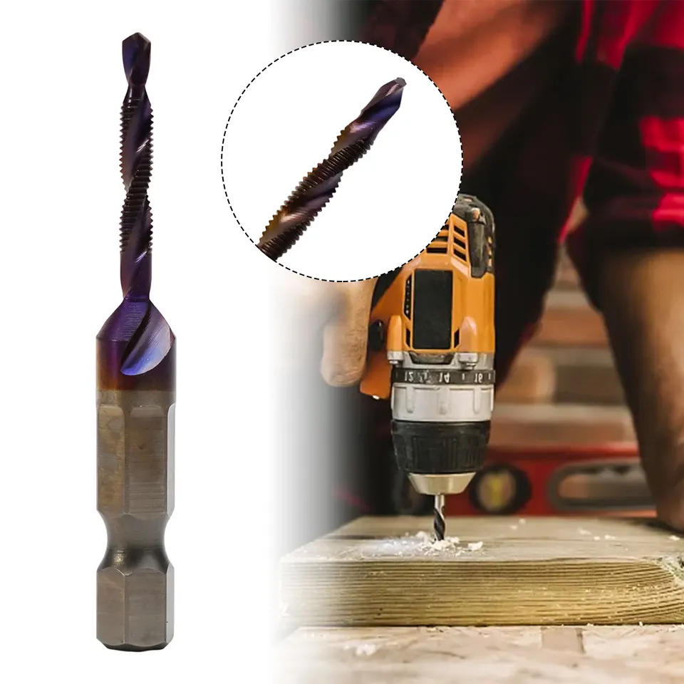 Klepnite na vŕtacu bitovú hexovú stopku HSS skrutkovač bit skrutkovacia skrutka zložená kohútika M3-M10 HSS skrutka závit bit skrutkovacia skrutka zložená kohútik