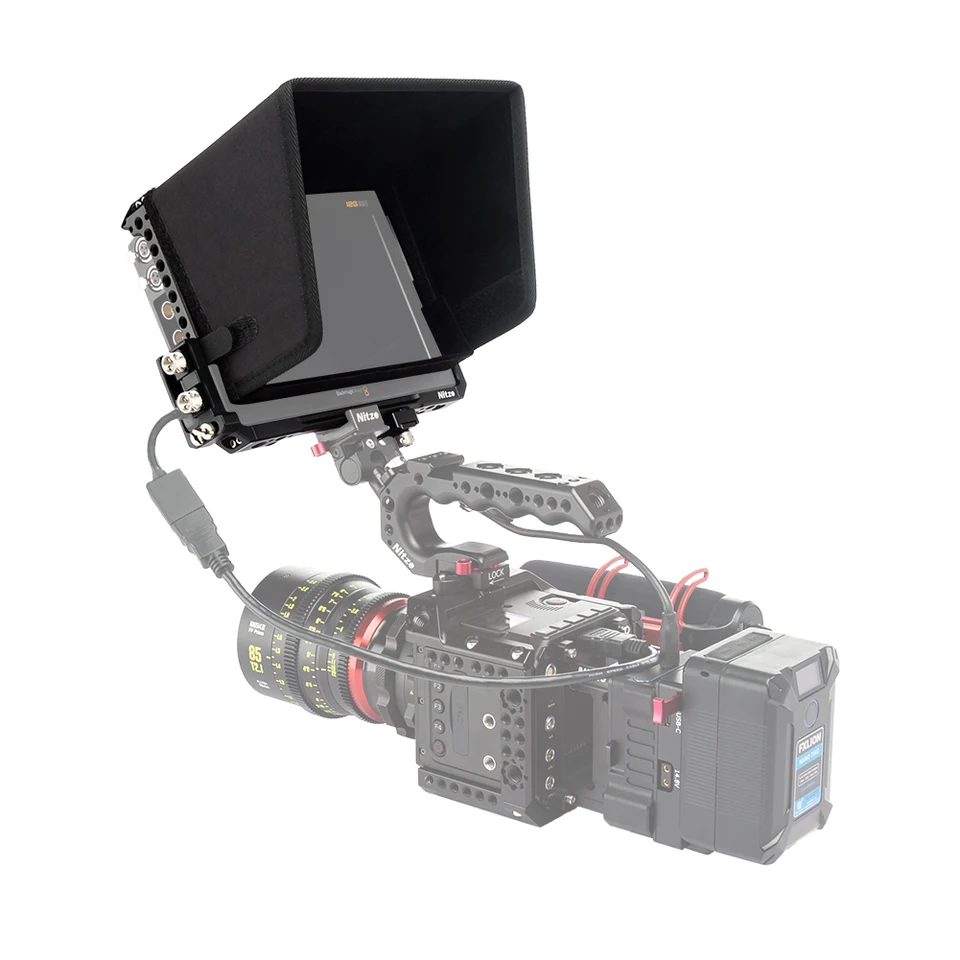 Klietka Nitze Monitor W Sunshade/HDMI N USB C KABLEF CLAMP pre Blackmagic Video Assist 7 