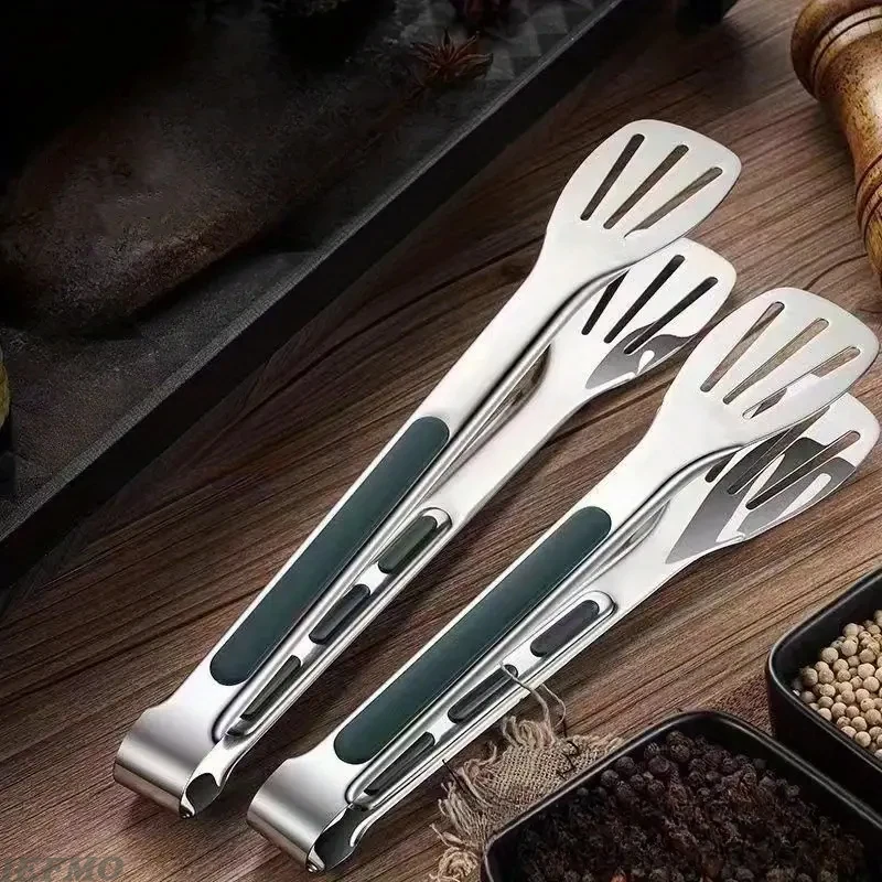 Kliešte BBQ z nehrdzavejúcej ocele s nekĺzavým uchopením mäsa šalátových klieští, kliešte na grilovanie tepla, ktoré sú odolné v oblasti varenia, kuchynské pomôcky kuchynské gadgety