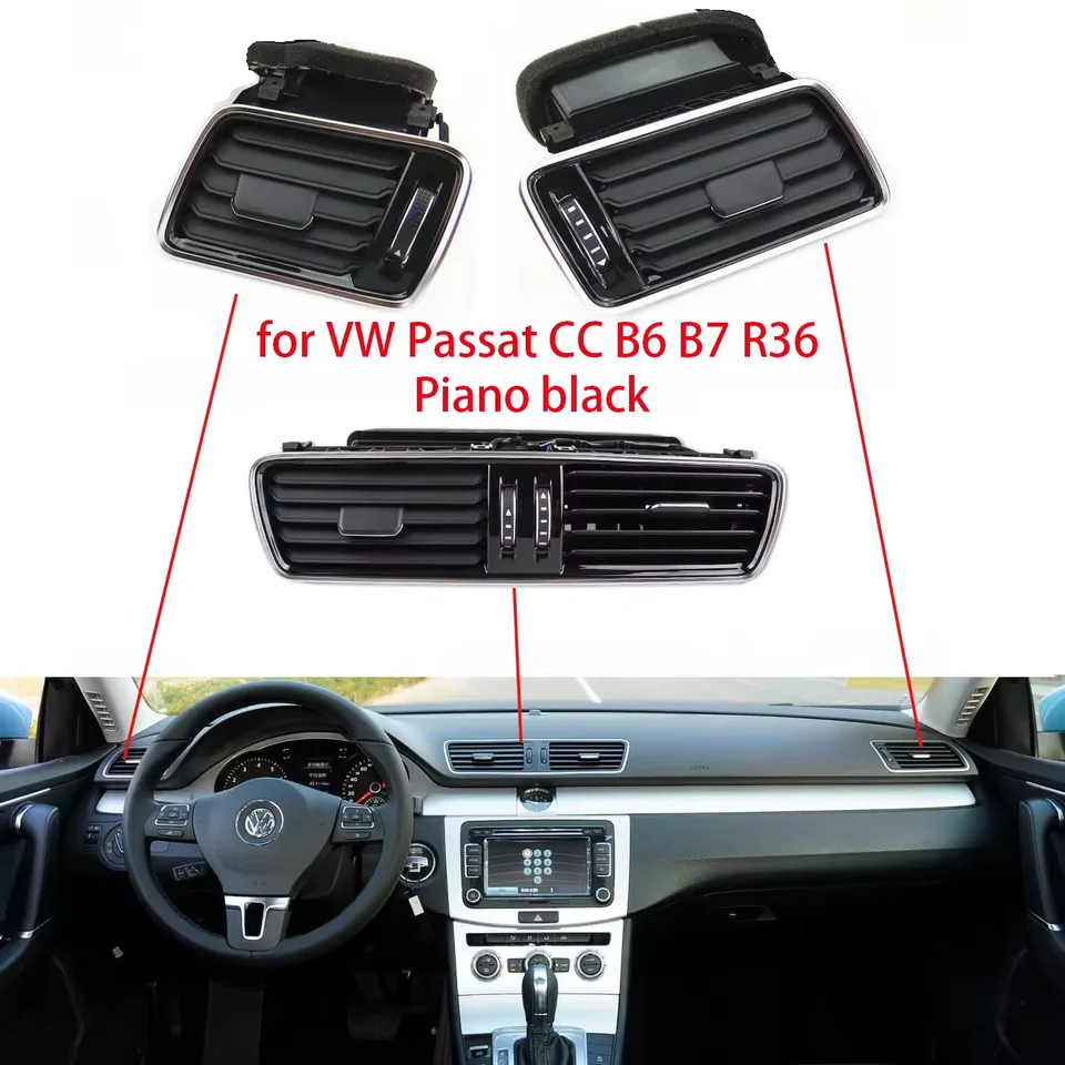 Klimatizácia klavíra klimatizácie vľavo vpravo centrálneho výstupu striedavého vetra pre VW Passat B6 B7 CC R36