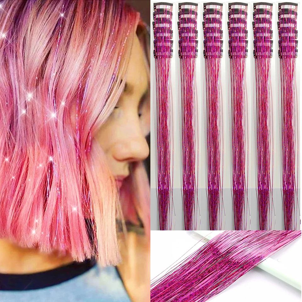 Klip in Hair Tinsel Kit 6pcs Glitter Fily Lover Hair predlžovanie