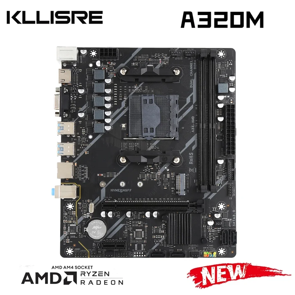 Kllisre A320M A320 2 x DDR4 až 64 GB NVME M.2 SATA3.0 MICRO ATX AM4.