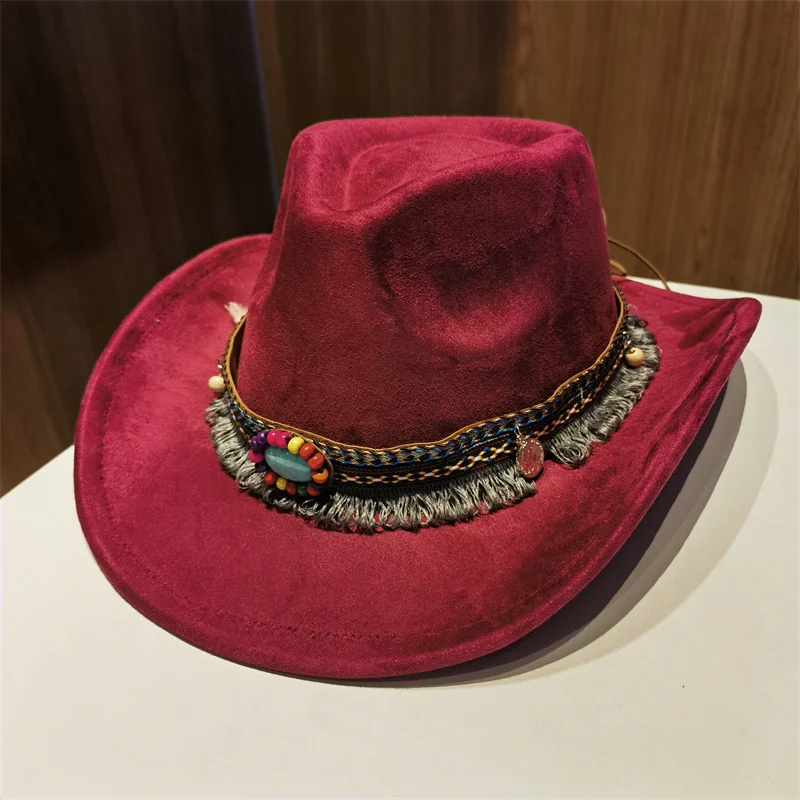 Klobúky pre ženy klobúk Fedoras Suede New Luxury Wide Brim Big Brim Príležitostné vonkajšie vintage kovbojské klobúky Sombrero vaquero Mujer 모자