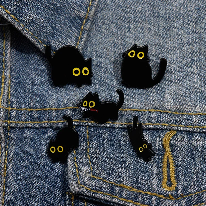 Klopa Pin Black Cat Brošes Odznak na batoh dámsky brošňový smalt