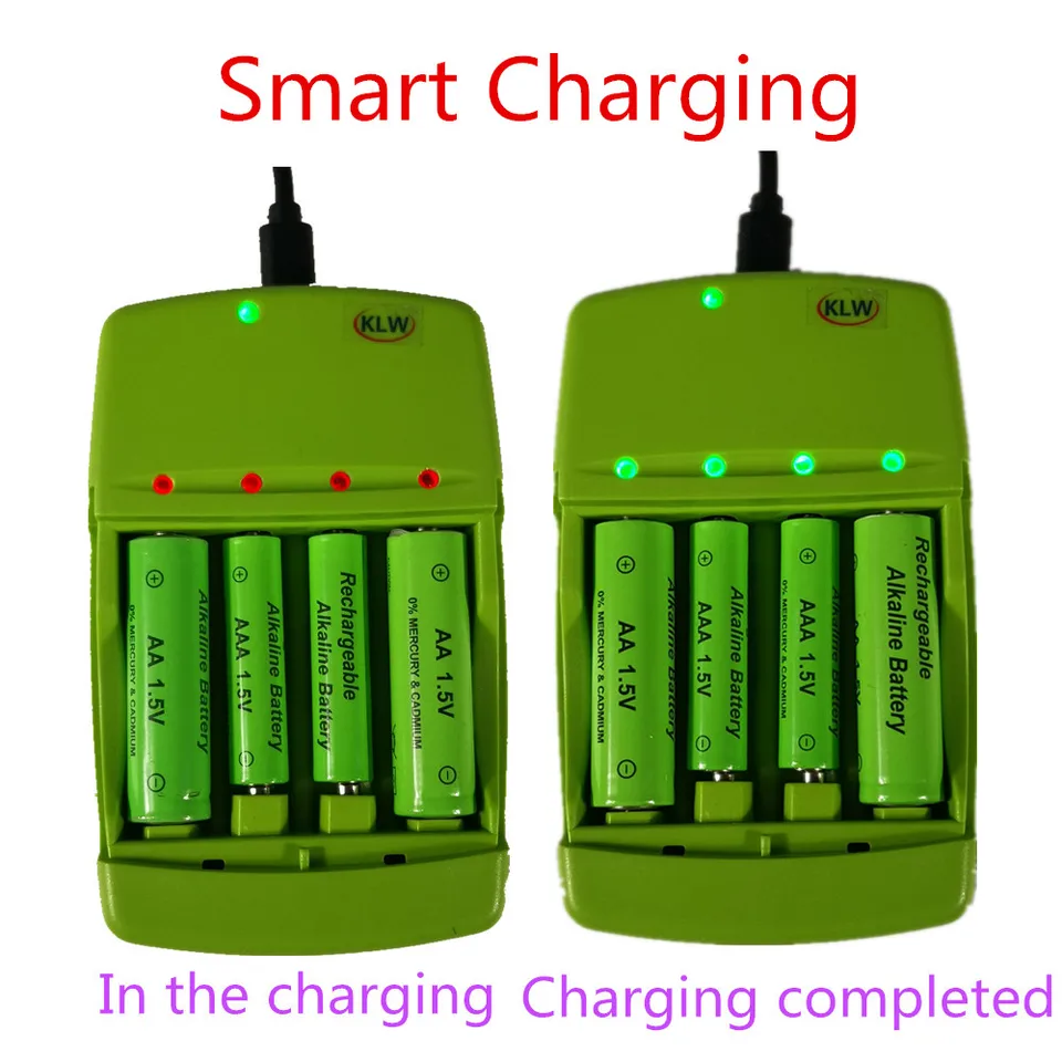 KLW4/8/16/20 PCS 1,5V AA Nabíjateľné alkalické batérie so 4 automaty inteligentný USB LED displej Smart Charger pre hračky na hračky