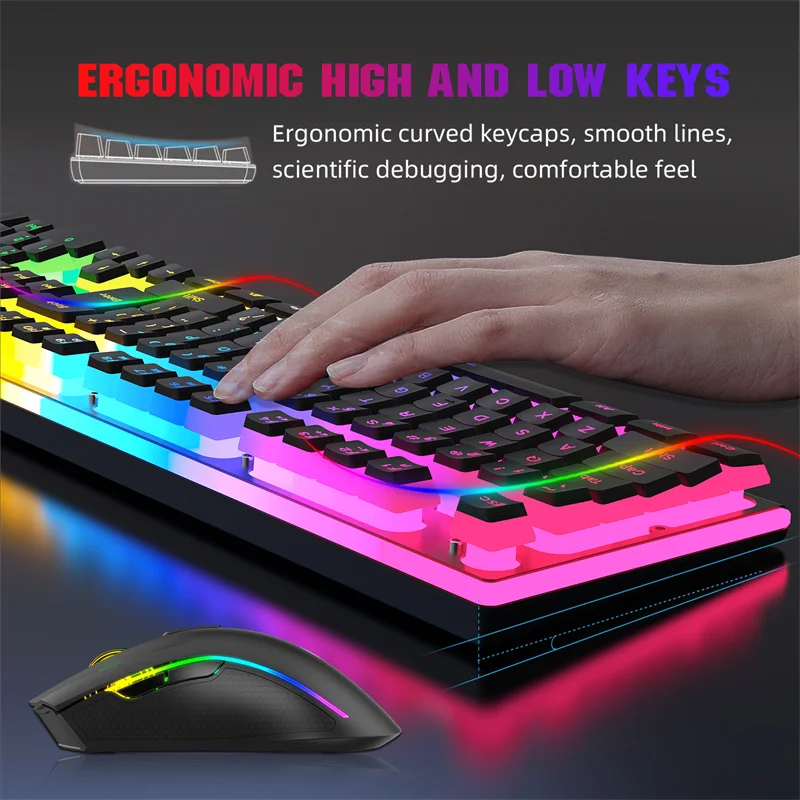 Klávesnica a súprava myši Podskupina Sada bielych klávesníc 2.4G Wireless Gaming Combo PC PC Plne pripojený počítačový hráč Herkery Klávesnice