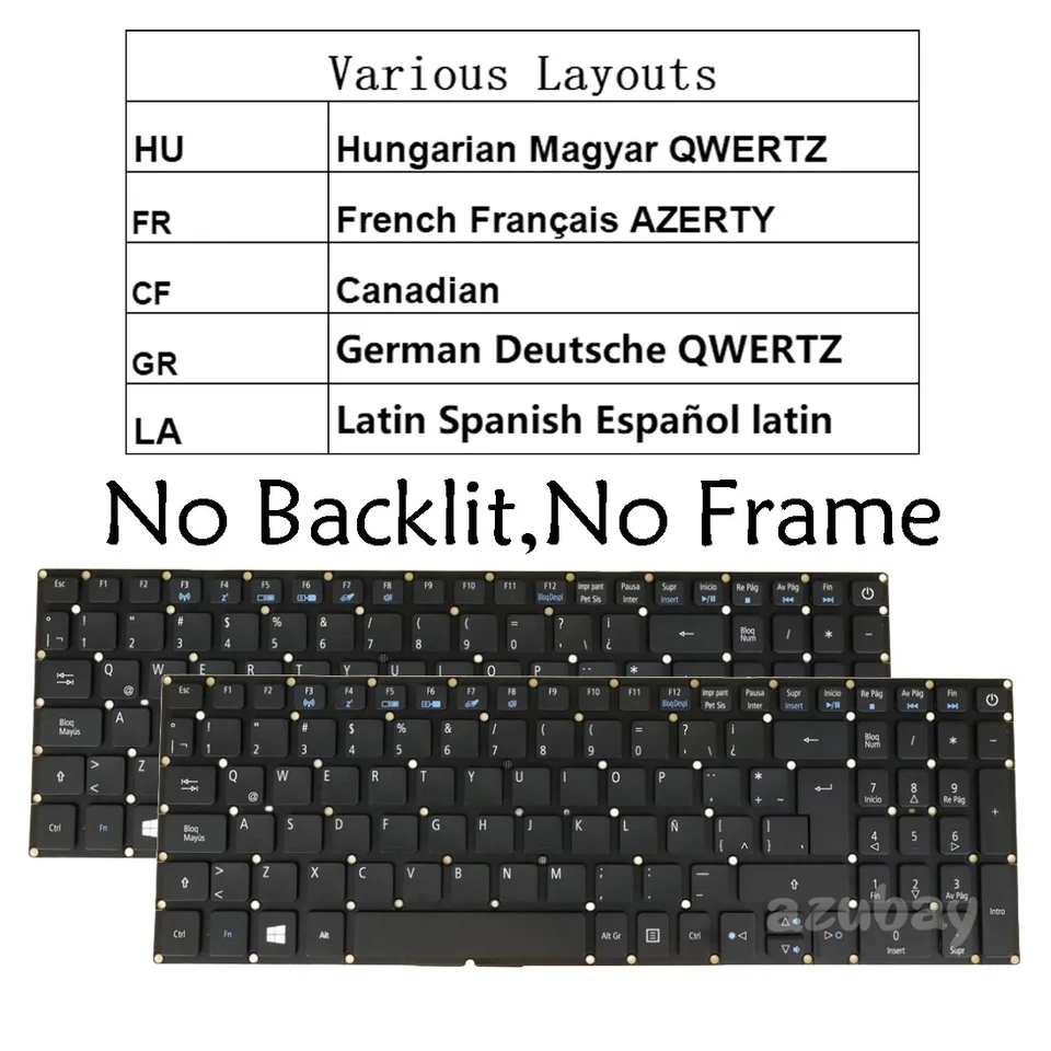 Klávesnica laptopu pre Acer Aspire E5-422G ES1-420 ES1-421 E5-432 E5-432G Maďarská francúzska azerta kanadská nemecká qwertz la španielska