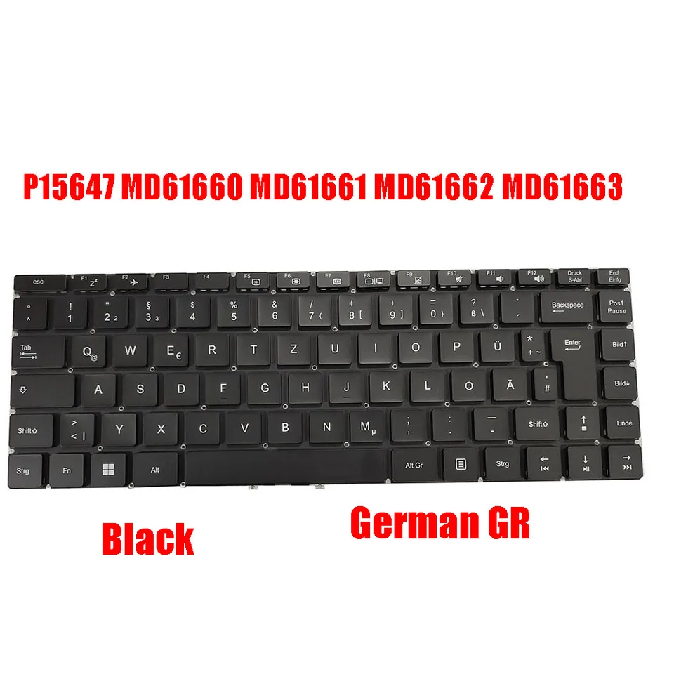 Klávesnica laptopu pre medionálne akoya p15647 MD61660 MD61661 MD61662 MD61663 Čierna bez rámu nemecký GR