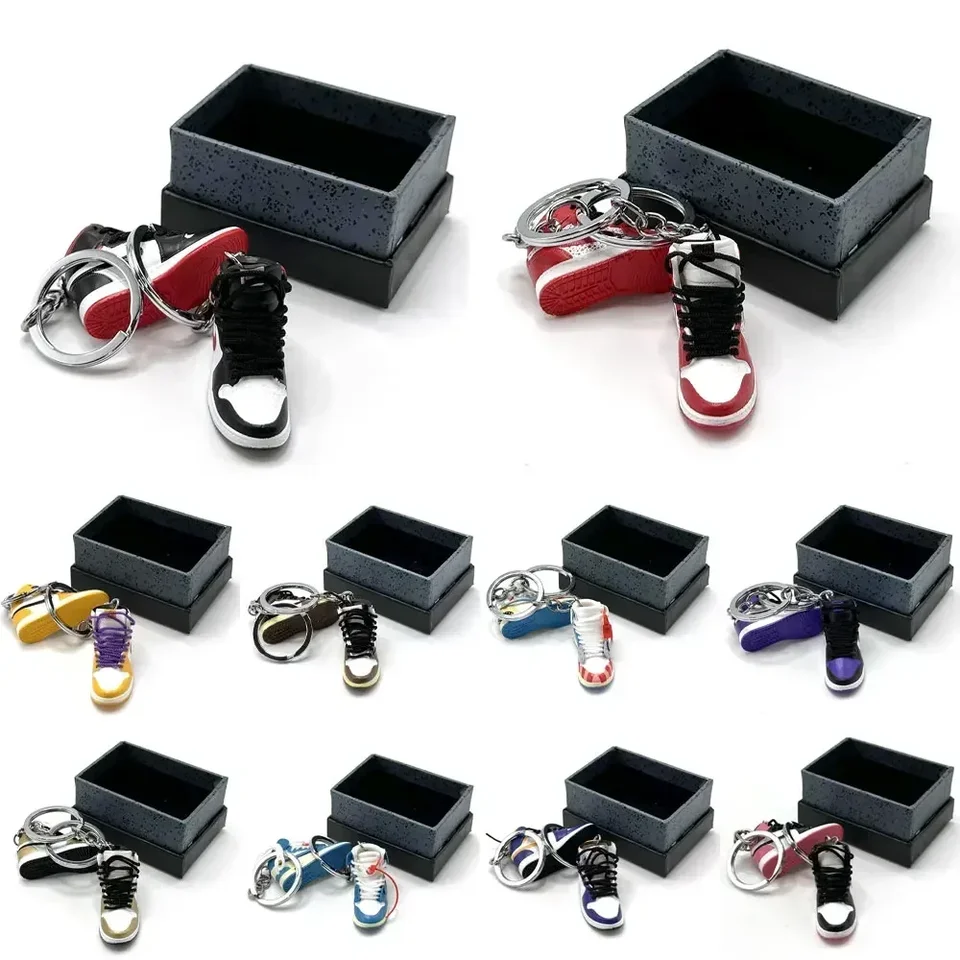 Klávesnica Mini Sports Shoe Keychain, prívesok mobilných telefónov, Sada darčekových krabičiek pre športové topánky, dvojposchodová škatuľa, kreatívna personalizácia