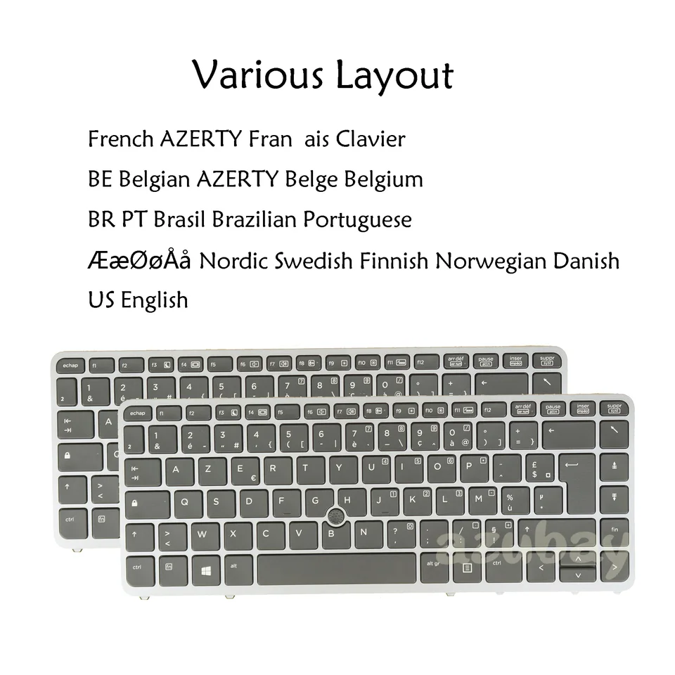 Klávesnica notebooku pre HP EliteBook 840 G1 G2 850 G1 G2, ZBOOK 14 G1 G2/ 15U G2 FRANCICKÝ BELGIAN Azerty Portuguese Nordic US English