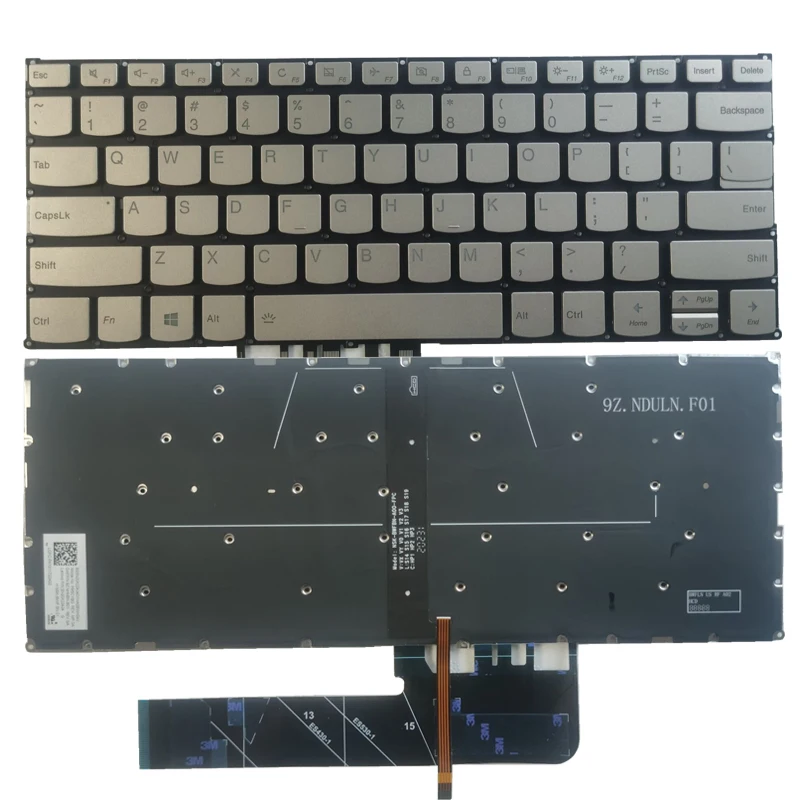 Klávesnica novej americkej notebooku pre Lenovo Yoga C740-14 S740-14 C740-14IWL S740-14IIL US Klávesnica so zlatom so zlatom