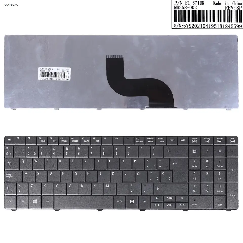 Klávesnica pre laptop pre ACER TM8571 E1-521 E1-531 E1-531G E1-571 E1-571G Čierna